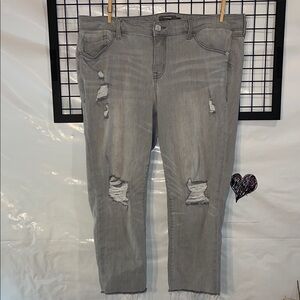 Torrid Distressed Stretchy Gray Ankle Jeans